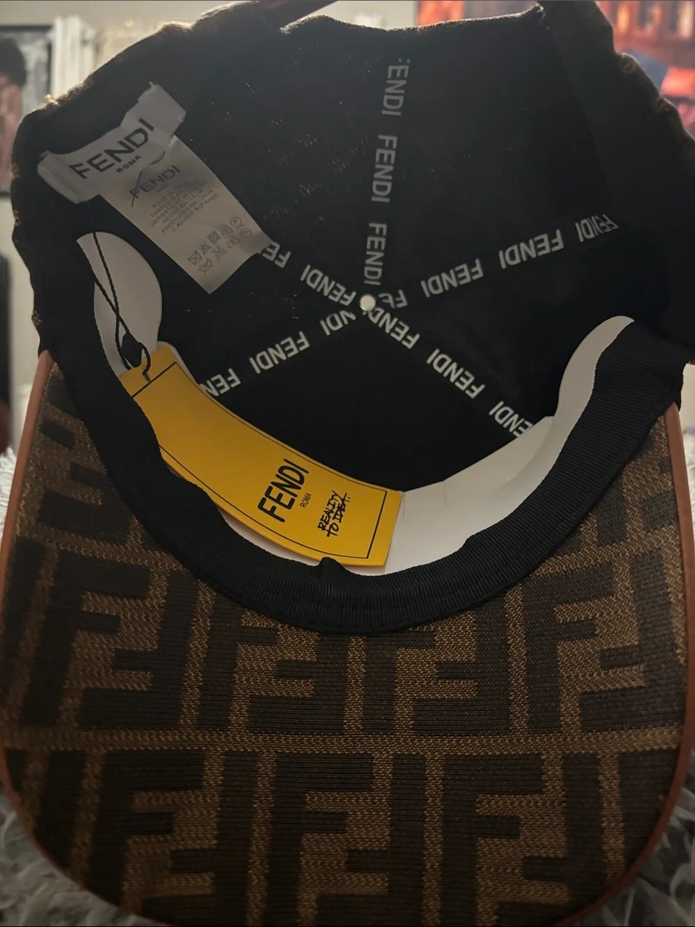 Unisex Fendi Brown & Beige Monogram Hat
